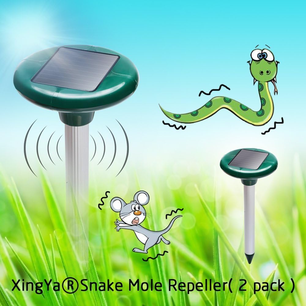 Solar Ultrasonic Mole Rodent Snake Repeller XingYa®-Get Rid Of Mole Rodent Snake Mouse Rat Gopher Voles for Outdoor Garden Yard(2 Pack)