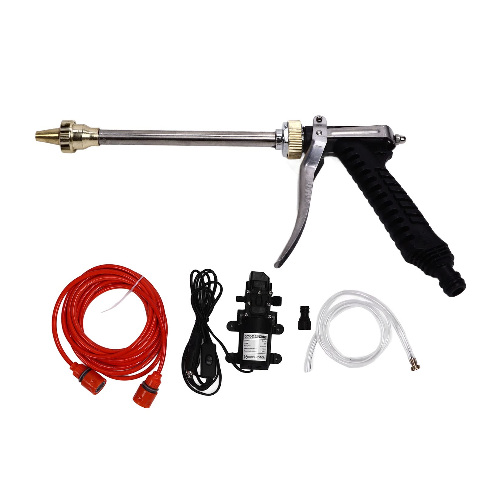 01 02 015 Electric Pressure Washer Pump, Portable 12V Car Pressure Washer Kit 12V High Pressure Powerful Washing Kit with Hose Water Sprinkler Kit for Home Car Garden Pet Shower