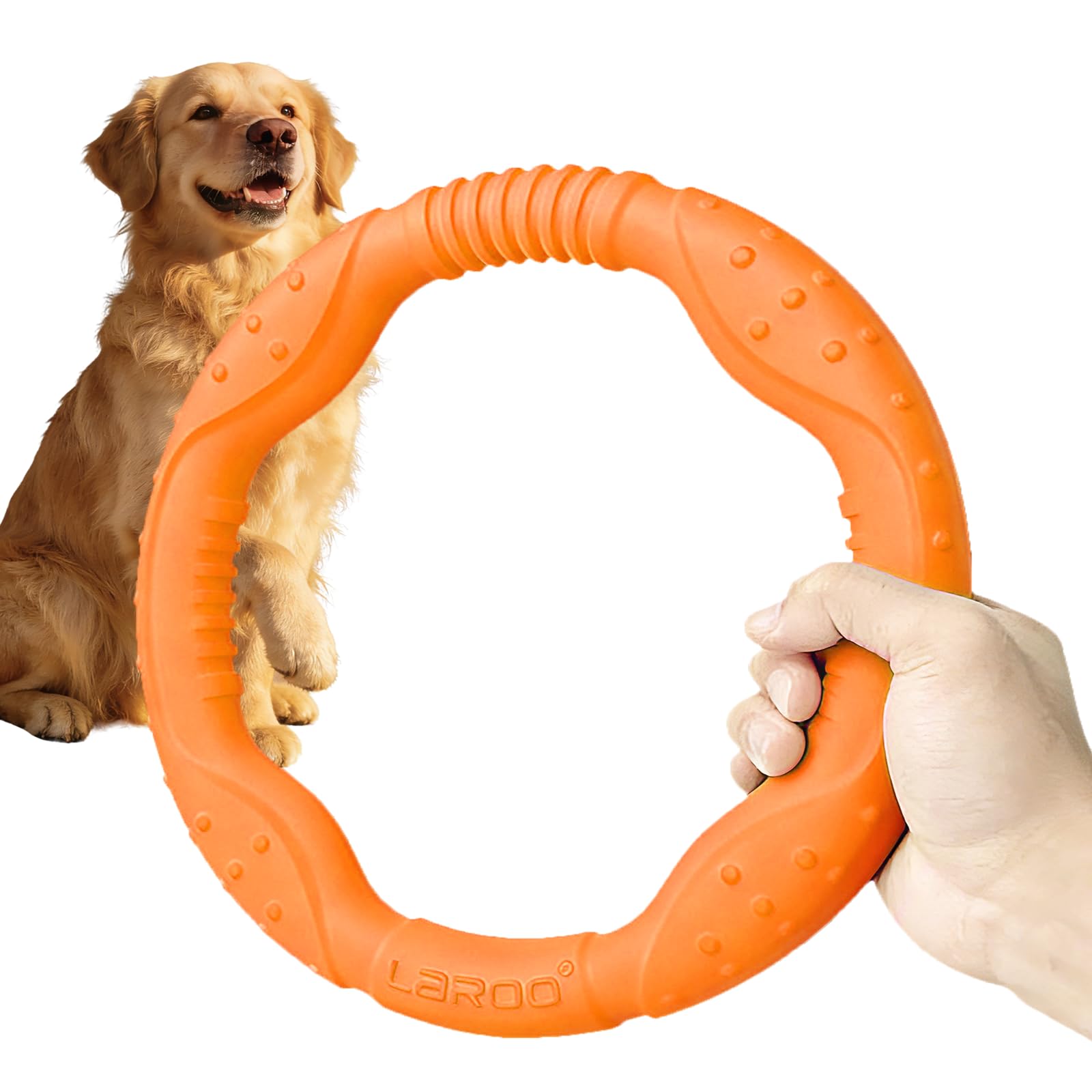 LaRoo Floating Flying Dog Disc Toys,Summer Pet Training Outdoor Durable Chew Toys for Medium and Large dogs (Large Orange/30cm)
