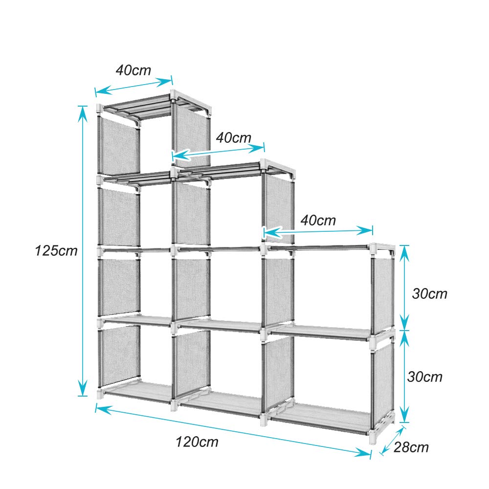 DlandHome DIY Librería de 9 Cubos de Rejilla metálica para Juguetes y