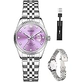OLEVS Watch Women Silver Watch for Women Luxury Diamond Womens Watches for Small Wrist Stainless Steel Waterproof Analog Quartz Date Elegant Reloj para Mujer