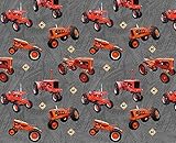 Allis Chalmers Tractor Fabric, Tractor Toss, Gray, Sold by the Yard