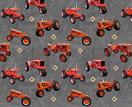 Allis Chalmers Tractor Fabric, Tractor Toss, Gray, Sold by the Yard