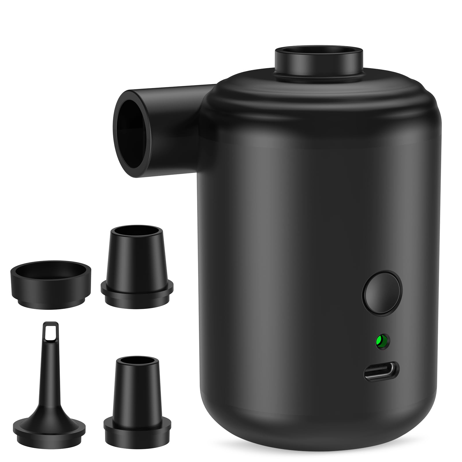 AUOKAI Electric Air Pump for Inflatables, 3600mAh Rechargeable Portable Mini Air Pump, 4 Nozzles Inflator & Deflator USB for Air Mattress, Camping Bed, Pool Toys, Vacuum Bags