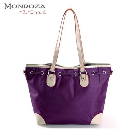 Teemzone Womens Waterproof Nylon Shopping Handbag Cross-Body Ladies Travel Tote (Purple)