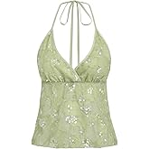 BEAUDRM Women's Y2K Sexy Sequin Halter Top Open Back Sleeveless Going Out Rave Party Tops