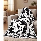 CAROMIO Heated Electric Blanket Throw, Cow Print Fast Heating Throw Blankets with LCD Controller, 6 Heat Levels & 4 Hour Auto Shut Off, ETL Certified, Machine Washable, Black White, 50" x 60"