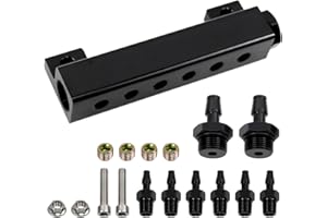 Sporacingrts Aluminum Vacuum Manifold Modified Turbo Exhaust Pressure Relief Valve Kits 6 Port Compatible with Boost Controllers and Meters