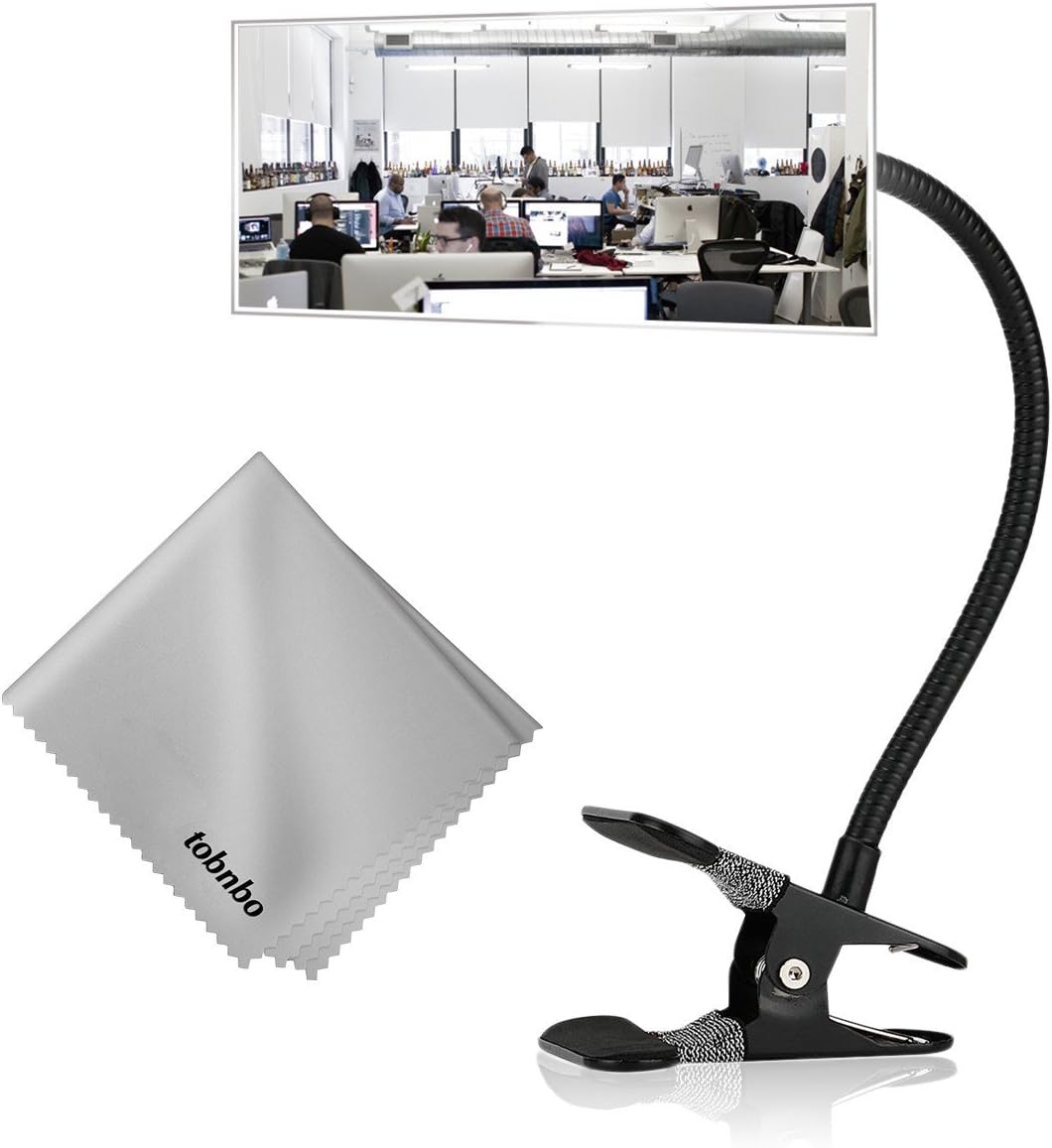 Office Cubicle Clip on Mirror, 7.28'' Rear View Computer/Laptop Safety Mirror, Desk Convex Mirror for Personal Safety & Security Portable Cabinet Rearview Monitors(Rectangle Mirror 7.28", Black)