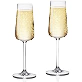 KAMMAK Champagne Flutes, 7.4oz Crystal Champagne Glasses Set of 2, Wine Glassware with Long Stem, Elegant Glasses Gift Ideal for Wedding, Party, Birthday, Anniversaries, Christmas