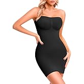 fortix Strapless Shapewear Slips for Under Dresses Strapless Full Body Shaper Tummy Control Dress Slip Seamless