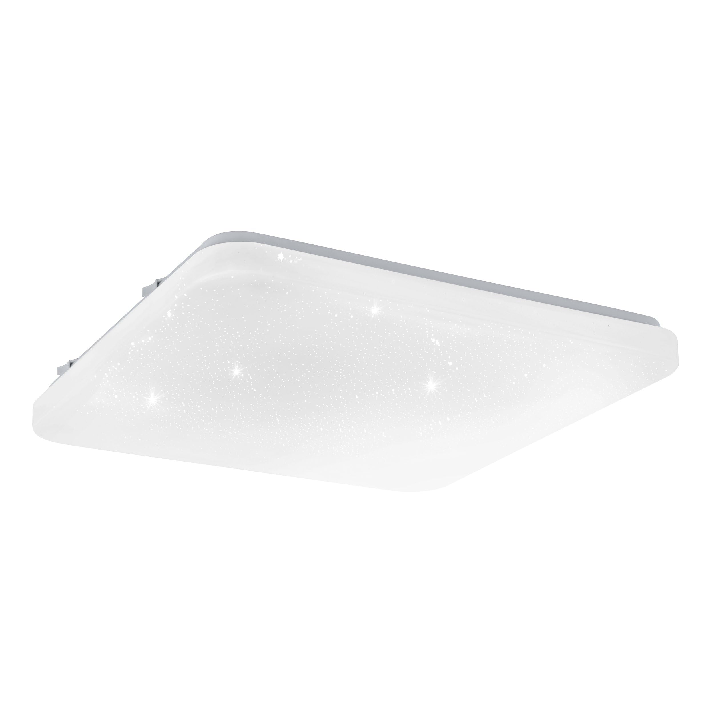 Eglo LED Ceiling lamp Frania-S, Single-Flame Ceiling Light with Starry Sky Effect, Material: Steel, Plastic, Colour: White, Length: 33 cm