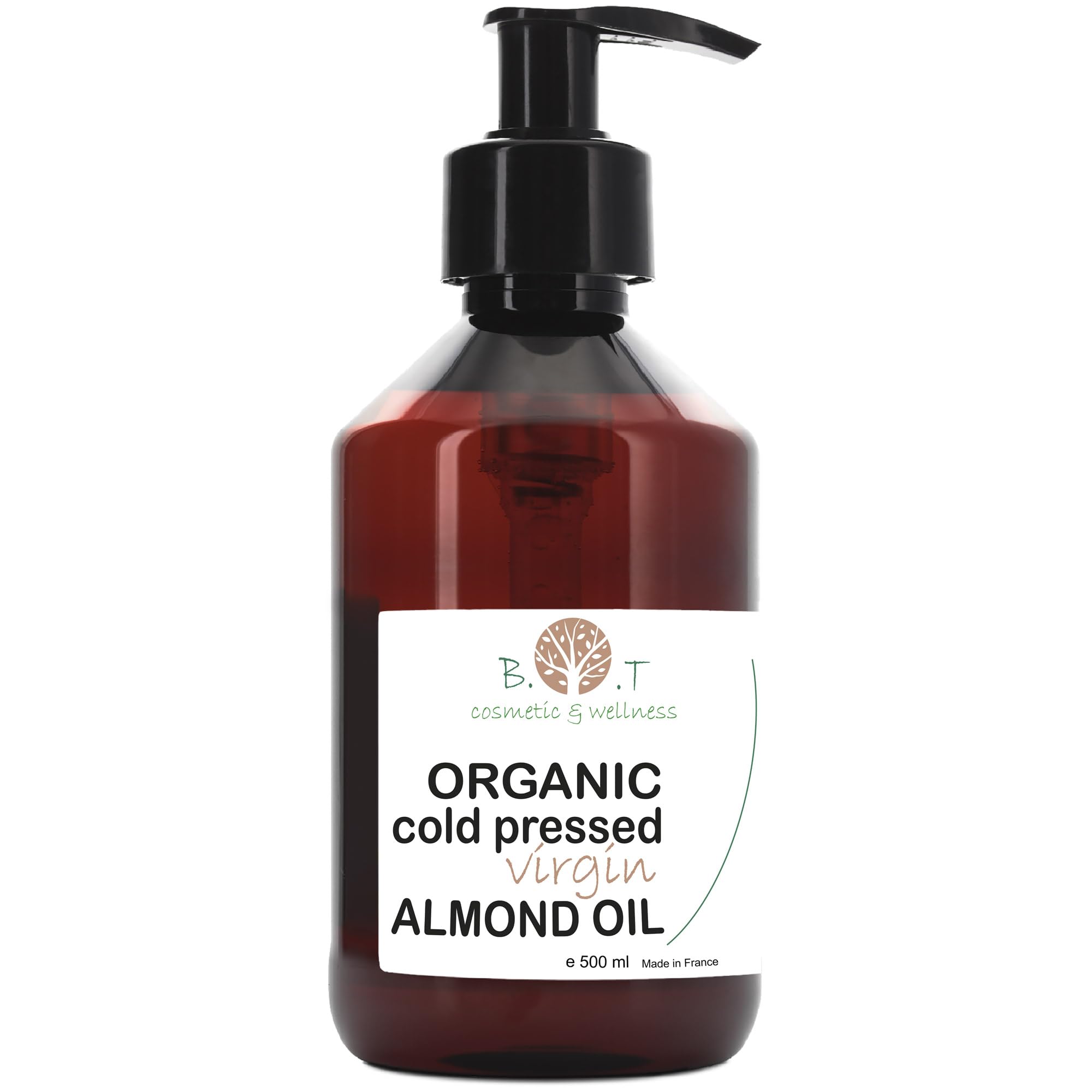 Organic Pure Cold Pressed Almond Oil Baby Oil Pregnancy Anti Stretch Marks Body Hair, Face Oil Ears Nails Oil Sweet Almond Oil Hair Makeup Remover 500 ml 17.15 9fl oz