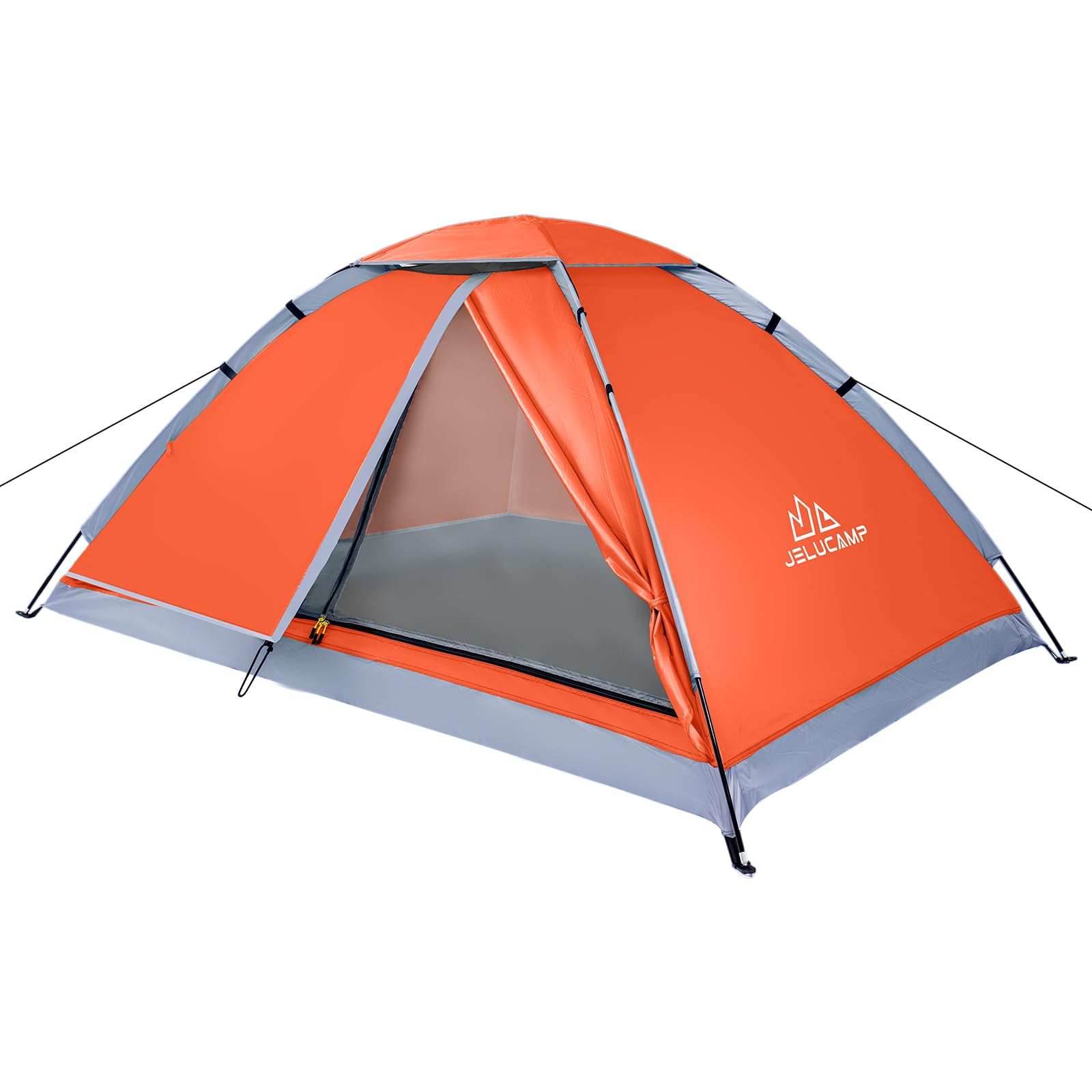 Photo 1 of JELUCAMP 1/2 Person Dome Tents for Camping, Lightweight Portable Single Backpacking Tent, Small Easy Setup Outdoor Waterproof Camping Hiking Tent for Adults, 2 Person Tent, Orange