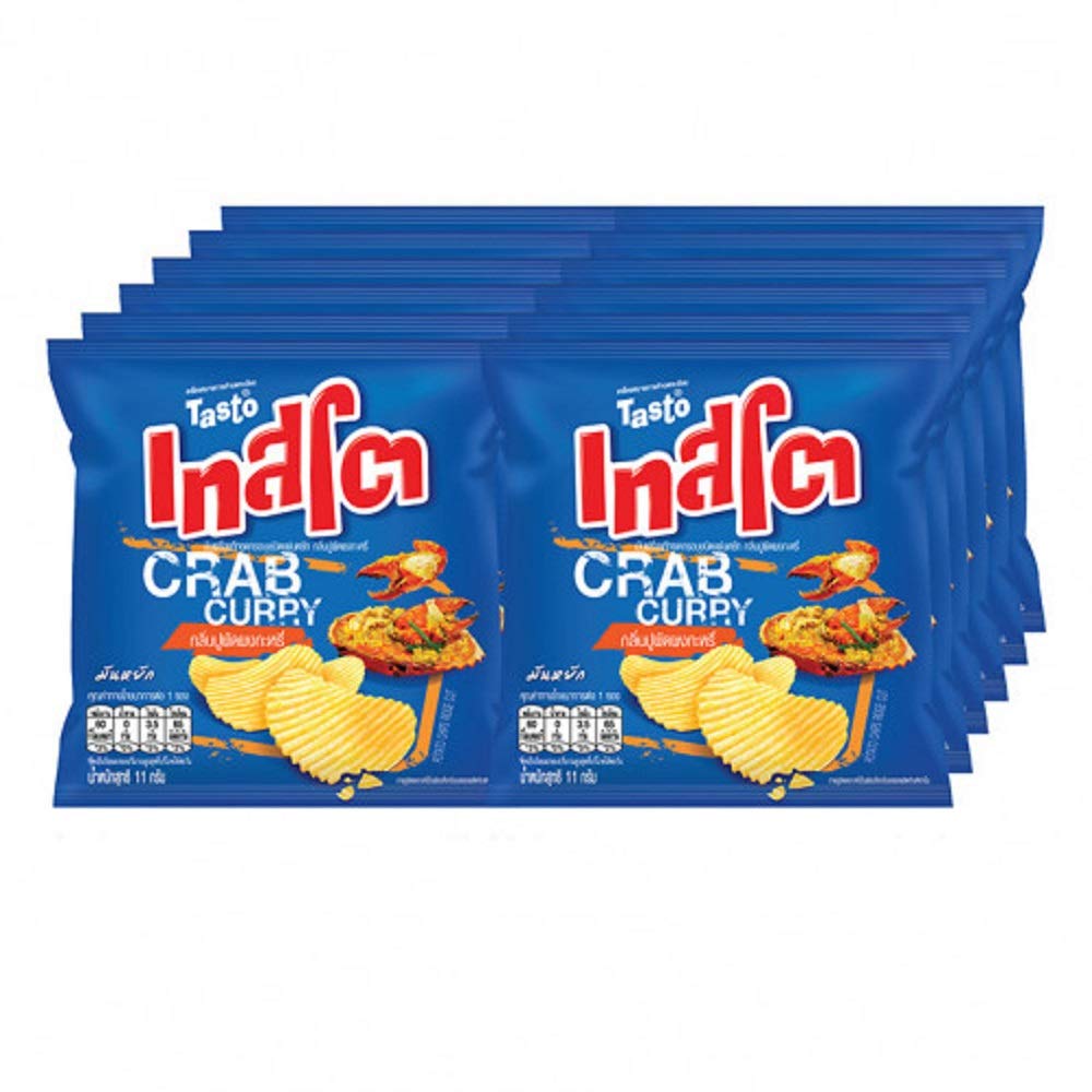 Tasto, crispy potato chips, fried crab flavor, curry powder
