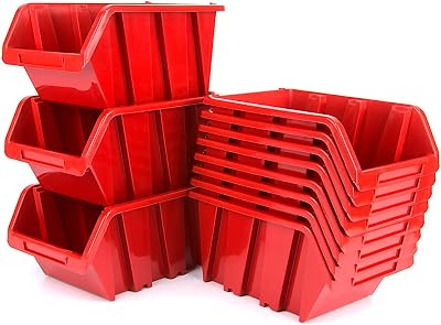 Prosperplast 33x Stacking Boxes Small Parts Plastic Red 155x100x70mm Workshop