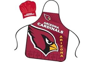 Mojo Licensing Arizona Cardinals Apron Chef Hat Set Full Color Universal Size Tie Back Grilling Tailgate BBQ Cooking Host