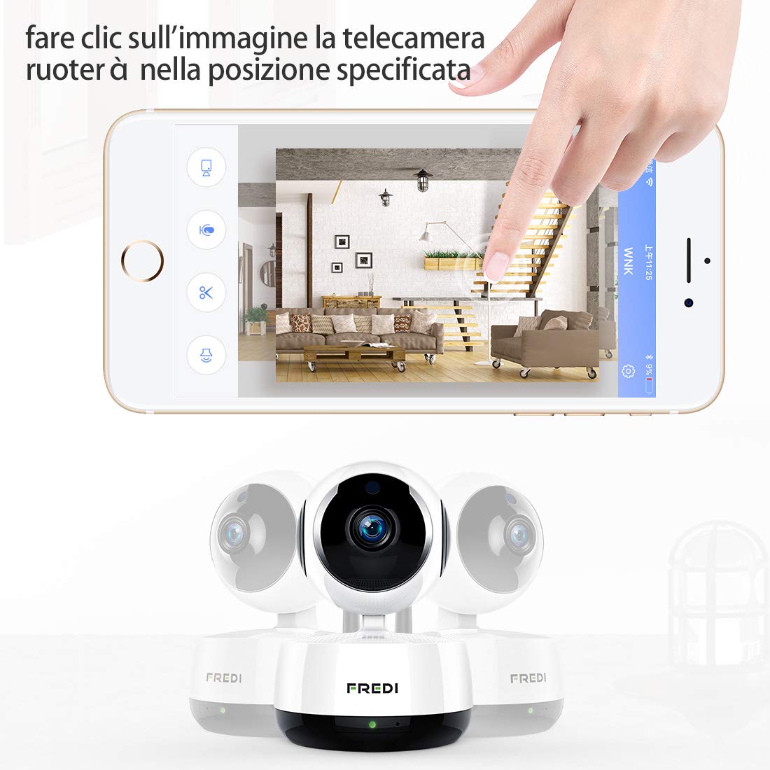 FREDI 1080P IP Telecamera di Sorveglianza Wifi Wireless Camera Interno Telecamera wi-fi senza fill con Controllo Remoto, Audio Bidirezionale, Modalità Notturna a Infrarossi Videocamera di sorveglianza Camera Compatibile con iOS Android PC (