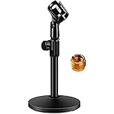 InnoGear Desktop Microphone Stand, Upgraded Adjustable Table Mic Stand with Mic Clip and 5/8" Male to 3/8" Female Screw for B