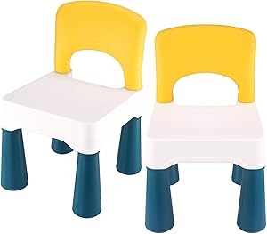 BITMEE Kids Chair, Toddler Chair, Toddler Chairs for Boys and Girls, Ergonomic Design, Eco-Friendly Durable Plastic, Indoor or Outdoor Use Kids Chairs for Boys and Girls- Macaron×2