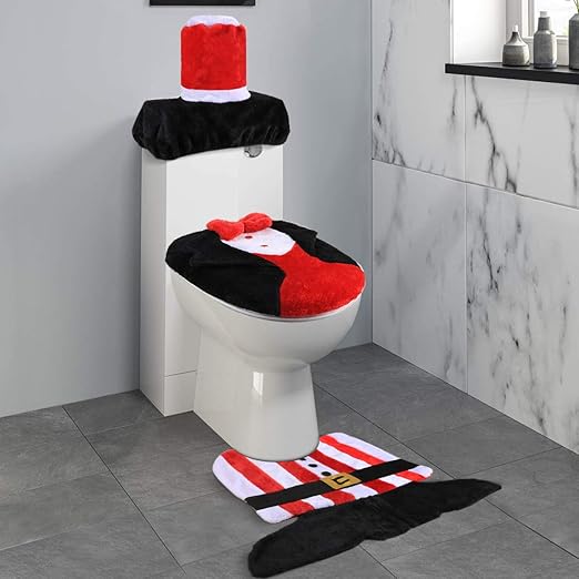 Amazon Com 3 Piece Christmas Santa Bathroom Decoration Set