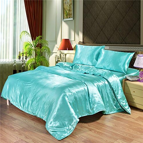 Leadtimes Solid color imitation silk touch duvet cover set, 2 Pillow Shams and 1 duvet cover, Double-sided pattern used, Bedding set Queen/Full/King