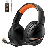 Acer Wireless Gaming Headset, PS5 Headset with 2.4GHz for Ps5, Ps4, PC, Switch, Bluetooth 5.3 + 100Hrs Gaming Headphones with Noise Canceling Mic for Laptop, Mobile, Mac, 50mm Drivers (Orange)