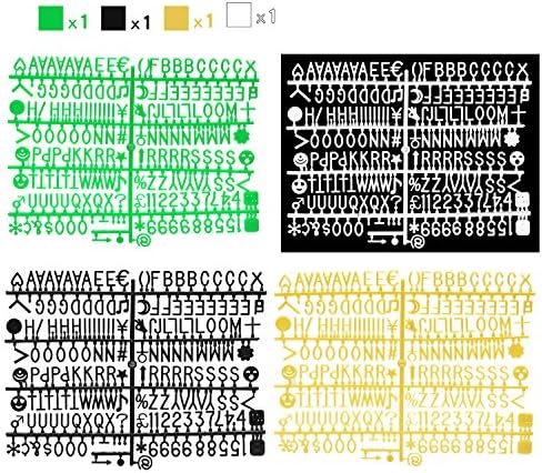 Losga Universal One-Tab 3/4-Inch Letter Board Letters (724-Piece Set) Alphanumeric White Green Black Golden Characters w/ Alphabet, Numerals &amp; Punctuation