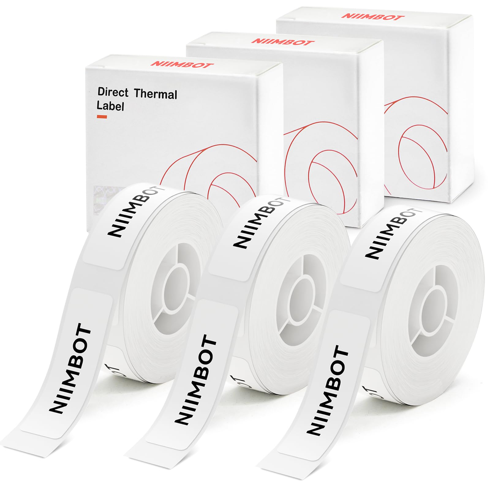NIIMBOT Label Tape of Model D11 D110 D101 Printer, (3 Rolls, 0.59"×1.96"/15×50mm) Adapted Label Printing Paper, Office & Home Labeling Tape Replacement (White)