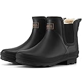 HISEA Women's Plush Rain Boots Waterproof, Chelsea Rubber Booties Women, Ladies Ankle Snow Boots for Winter Spring Garden Outdoor