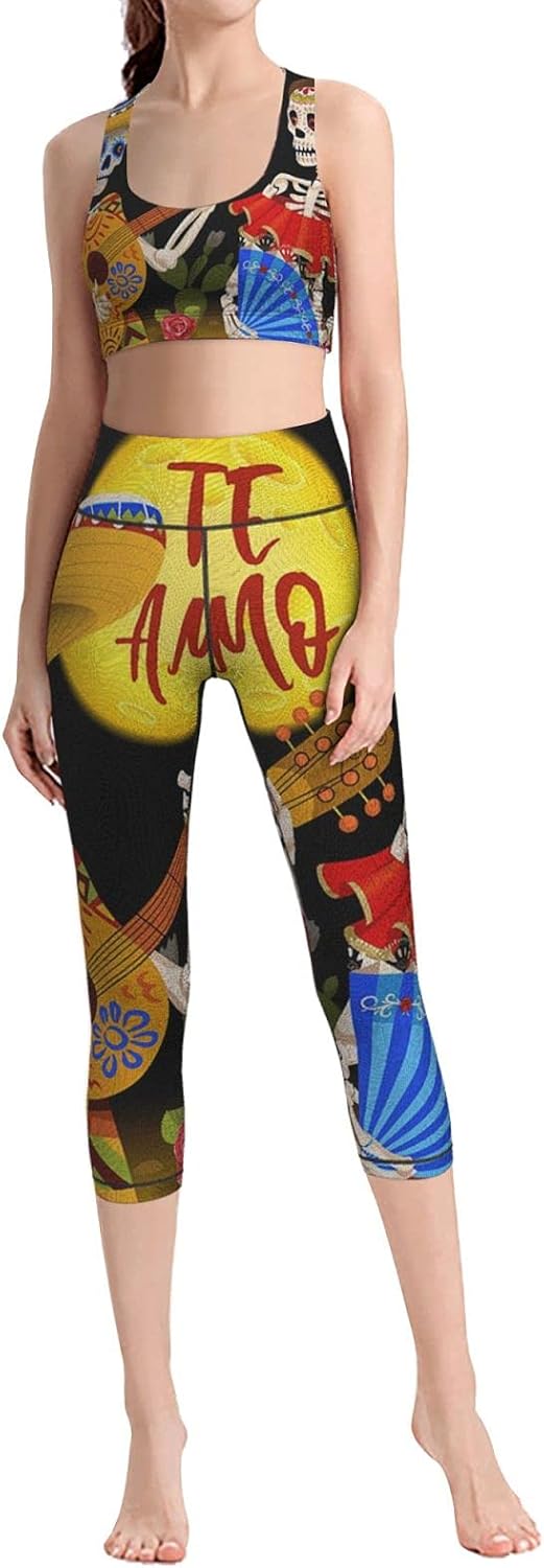 Skeleton Day Of The Dead Printed Women�S Workout Sets 2
