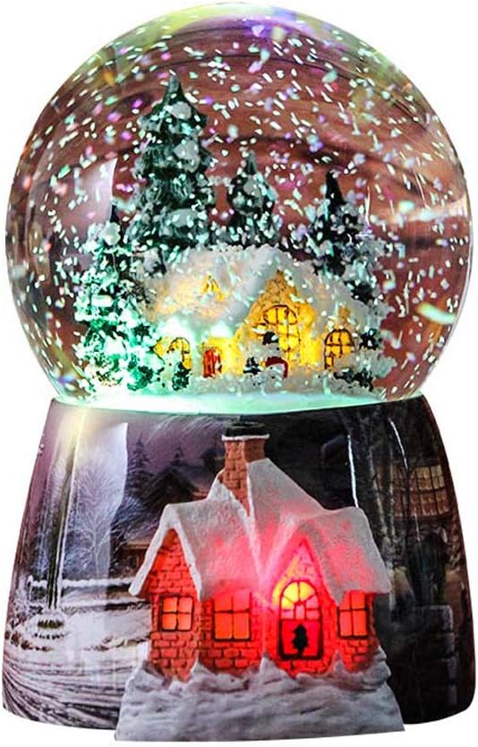 Snow Globes - Snow Globes for Kids Boys - Girls Snow Globe Christmas Village Santa Snow Globe Winter Glitter Art Ball Rotate 7 Colors Change Light Musical Box Castle in The Sky Birthday Xmas Gifts
