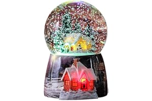 WOOYAN Snow Globes for Kids Boys - Girls Snow Globe Christmas Village Santa Snow Globe Winter Glitter Art Ball Rotate 7 Colors Change Light Musical Box Castle in The Sky Birthday Xmas Gifts