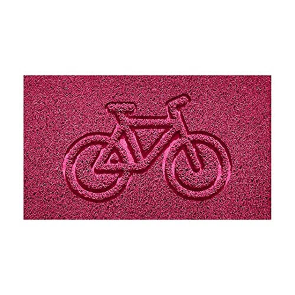 Nicoman Embossed Spaghetti Door Mat Dirt-Trapper Jet-Washable Doormat 70x43cm (Pink, BIKE Shape) - Use Indoor or Sheltered Outdoor