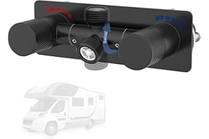 F-PIANWE 4" All Metal RV Shower Faucet Valve, Heavy-Duty Camper Shower Diverter Replacement for Indoor and Outdoor Use, Leak-Proof Design with Easy Control Knob, Black