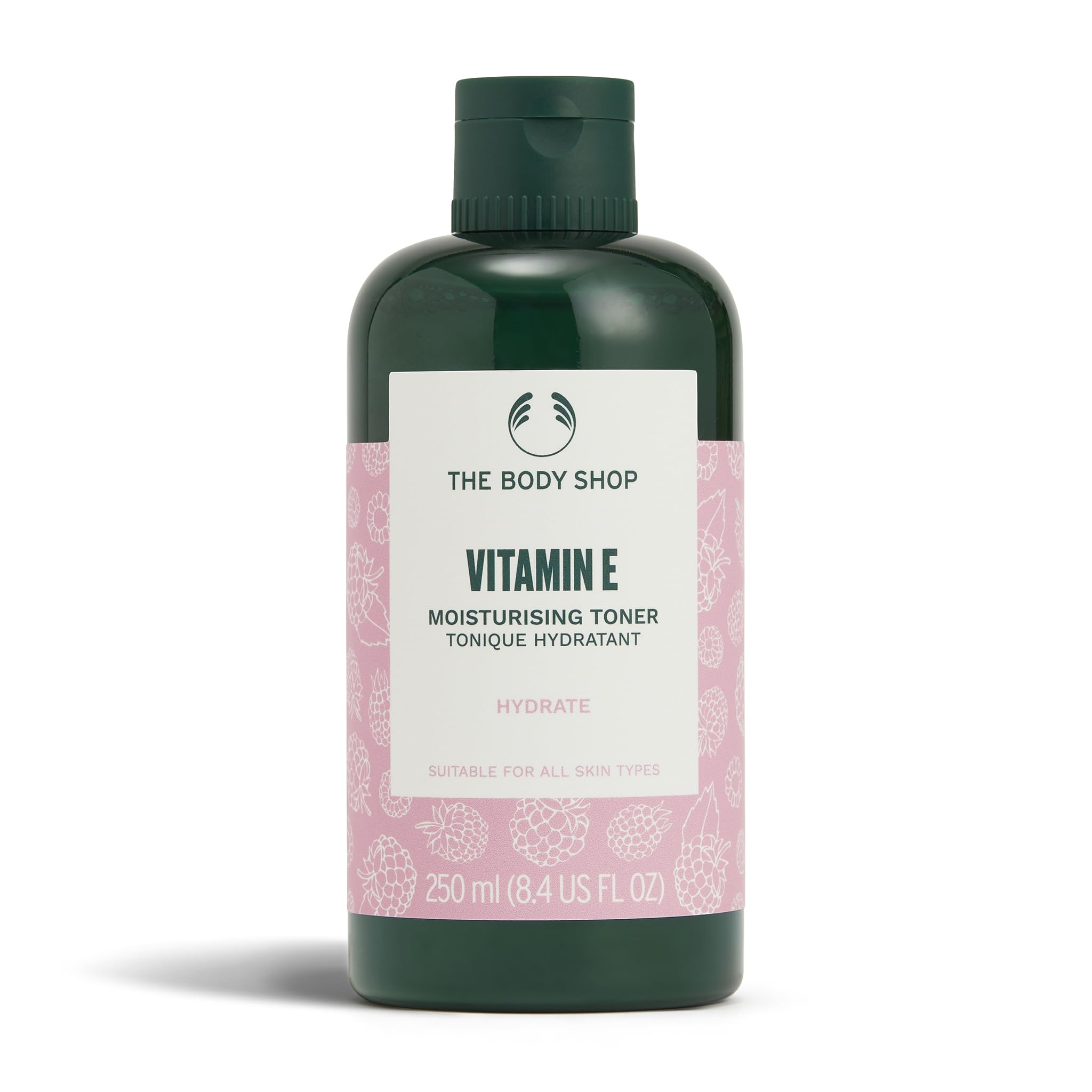 The Body Shop Vitamin E Moisturising Toner (1x 250ml), Lightweight Hydrating Toner for All Skin Types, Cleanses Without Stripping, with Vitamin E & Raspberry Seed Oil, Dermatologically Tested