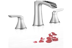 HOIGY High Flow Waterfall Bathtub Faucet Set, Brass Chrome Roman Tub Faucet, Widespread Bath Tub Faucet Set 3 Hole 8 Inch Deck Mount Bathtub Faucets for Garden Tub with Supply Water Hoses Lifetime Use