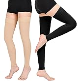 Wegitcs Thigh High Compression Stockings for Women Men, 20-30mmHg Footless Graduated Compression Socks with Silicone Band, Medical Support Sock for Varicose Veins, Edema, Post-Surgery, Sports