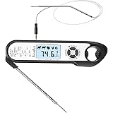 Meat Thermometer Dual Probes, Instant Read Cooking Thermometer Kitchen Food Thermometer with Alarm Setting, Backlight & Magne