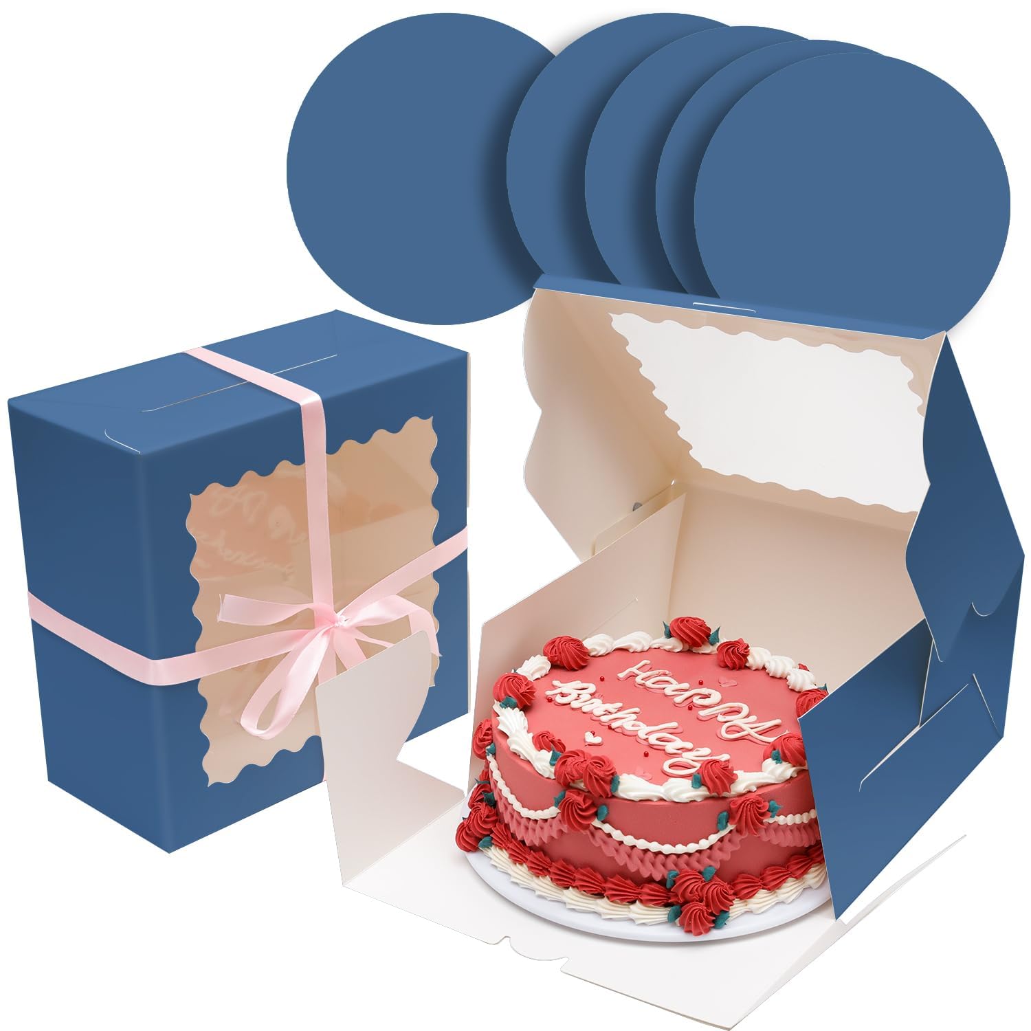 Bakepacker 36pcs 10x10x5 Inches Ink Blue Cake Boxes