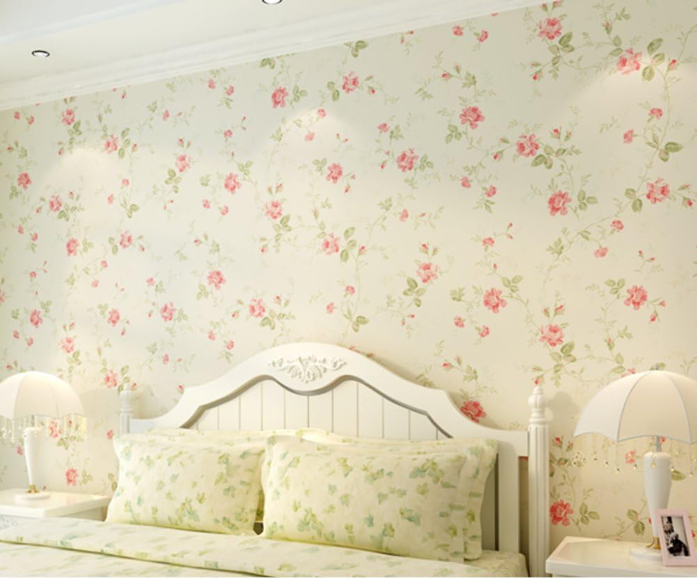 Amazon 田舎風壁紙 小さな花柄 寝室用壁紙 かわいい韓国 フレッシュスタイル 壁紙 壁紙 Tv 不織布壁紙 B 壁紙