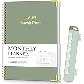 2026-2027 Monthly Planner for Jan 2026-Dec 2027, 7.4" x 10.2" 24-Month Calendar Planner, 2 Years Spiral Hardcover Calendar for School & Office, Green