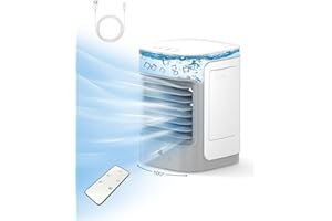 ZENGALEFLOW Portable Air Conditioners, Mini Air Conditioner Evaporative Cooler with 4000MAh Battery, 3 speed Personal Air Conditioner with 7 colors light,for Room Office Desktop Camping,White-Grey