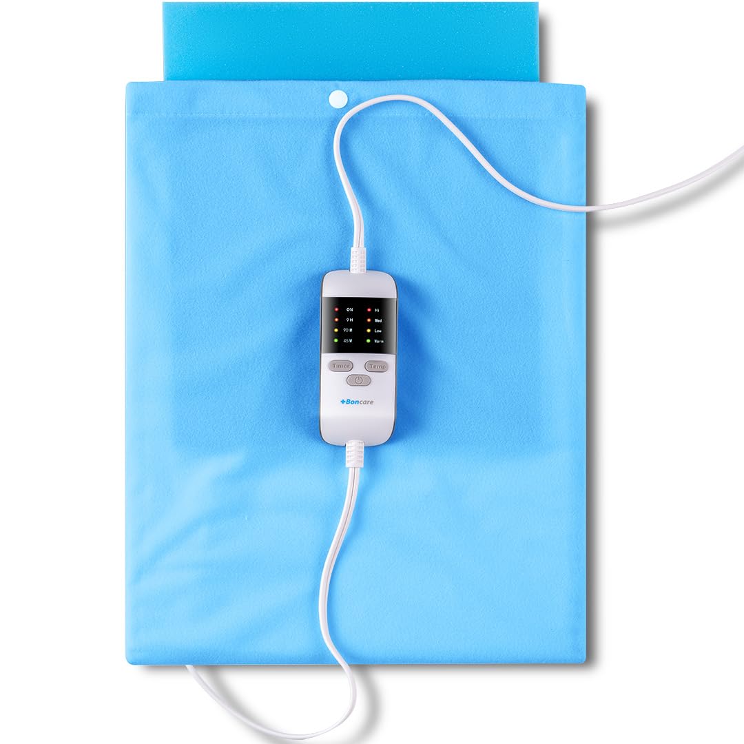 Photo 1 of Boncare® Vinyl Small Heating Pad 3 Timers and Stay on for Back Pain Relief and Cramps, 4 Temperature Settings Hot Electric Heat Pad with Washable Cover Blue (12"x 15")