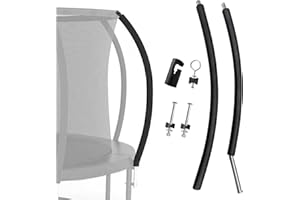 Universal Trampoline Replacement Curved Net Pole, Curved Pole Kit for 10-16ft Frame, with Plastic Tube Cap, Mounting Hardware