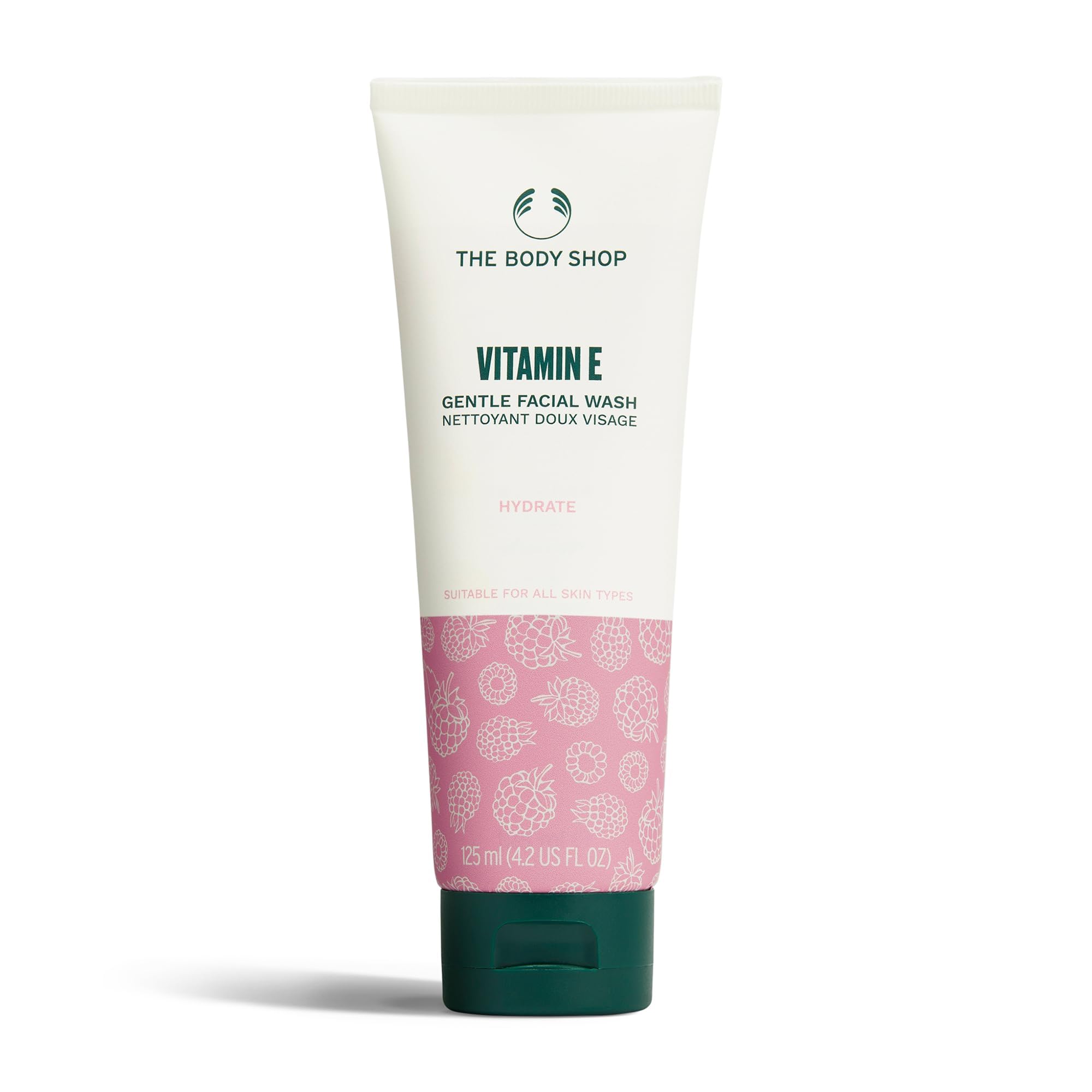 The Body Shop Vitamin E Gentle Face Wash (1x 125ml), Foaming Cleanser for All Skin Types, Creamy Daily Facial Wash, Removes Impurities & Makeup, Enriched with Vitamin E & Raspberry Seed Oil