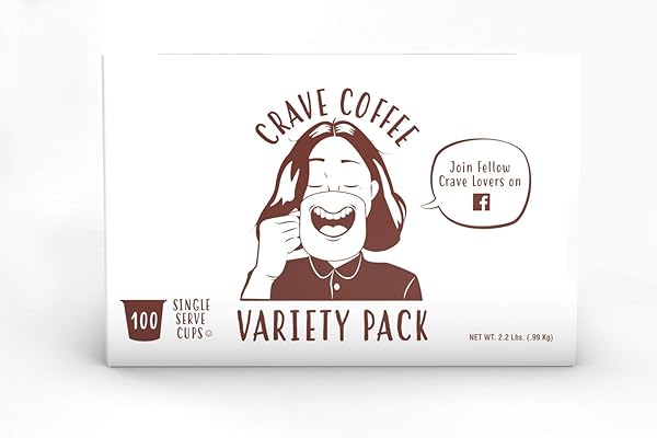 CRAVE BEVERAGES FLAVORED COFFEE PODS SAMPLER, COMPATIBLE WITH 2.0 K-CUP BREWERS, ASSORTED VARIETY PACK, 100 COUNT