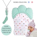KEFU Baby Teething Mittens&Silicone Teething Necklace for mom, Self Soothing Pai