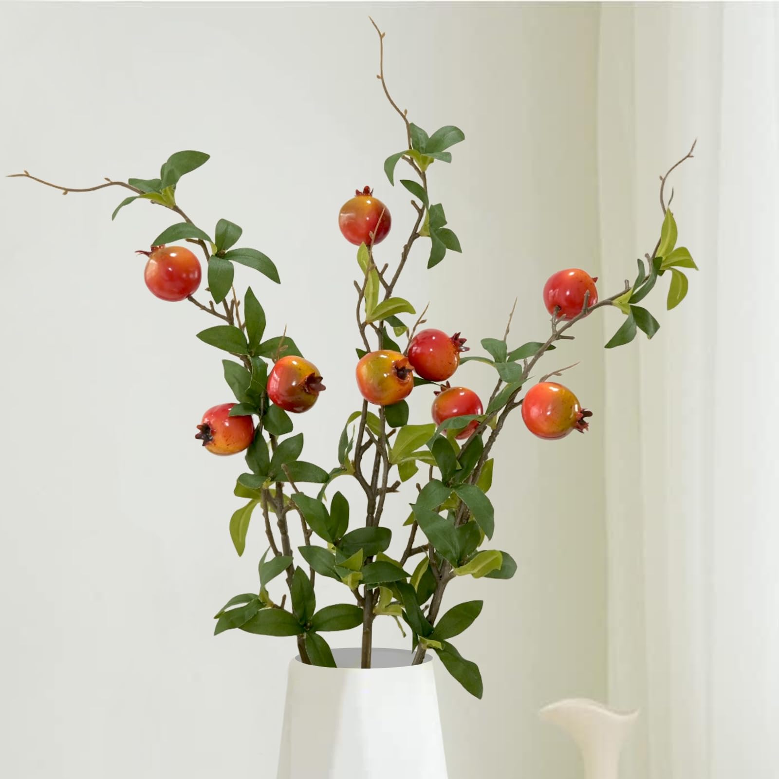 Photo 1 of 3 Bunches 27.5inch Artificial Pomegranate Branches with Stem Faux Fruit for Vase Realistic Fake Pomegranates Tree Branch for Kitchen Decoration Home Wedding Party Farmhouse Garden Spring Summer Decor