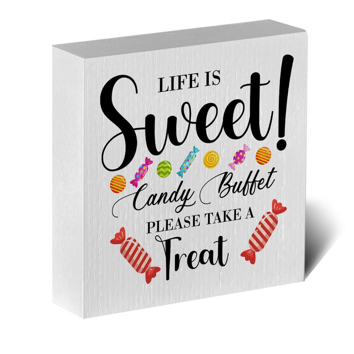 Photo 1 of **Similar Item**
Candy Lover Artwork Wood Box Sign Rustic Farmhouse Style Life Is Sweet Candy Buffet Wood Block Plaque 5 X 5 Inches Home Desk Sign Decor for Presents